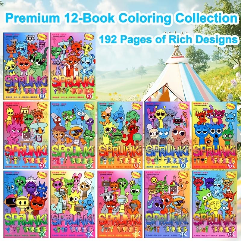 12 Book Coloring Set, Coloring Book Box, Sprunki Theme for Creativity and Focus, Perfect Christmas and Birthday Gift, Portable Art Supplies for All Ages