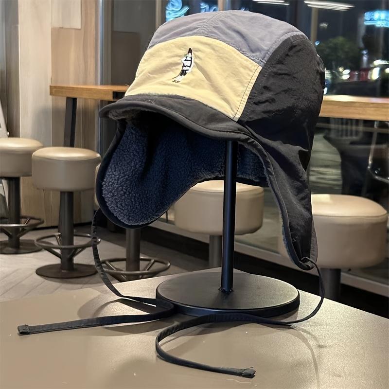 Men's Olive Green & Brown Vintage Fleece-Lined Bomber Hat, Adjustable Drawstring, Ideal for Skiing, Cycling, Hiking & Cold Weather Outdoor Activities