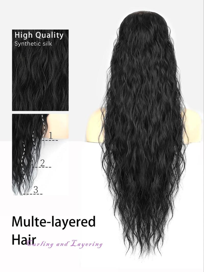 30 Inch Long Claw in Ponytail Extension, Natural Fluffy Loose Wavy Wave Synthetic Extensions, Synthetic Hairpiece for Daily & Party Use, Wavy Ponytailwig Hairstyle, Hair Weave Wig, Loose Wave Bundles