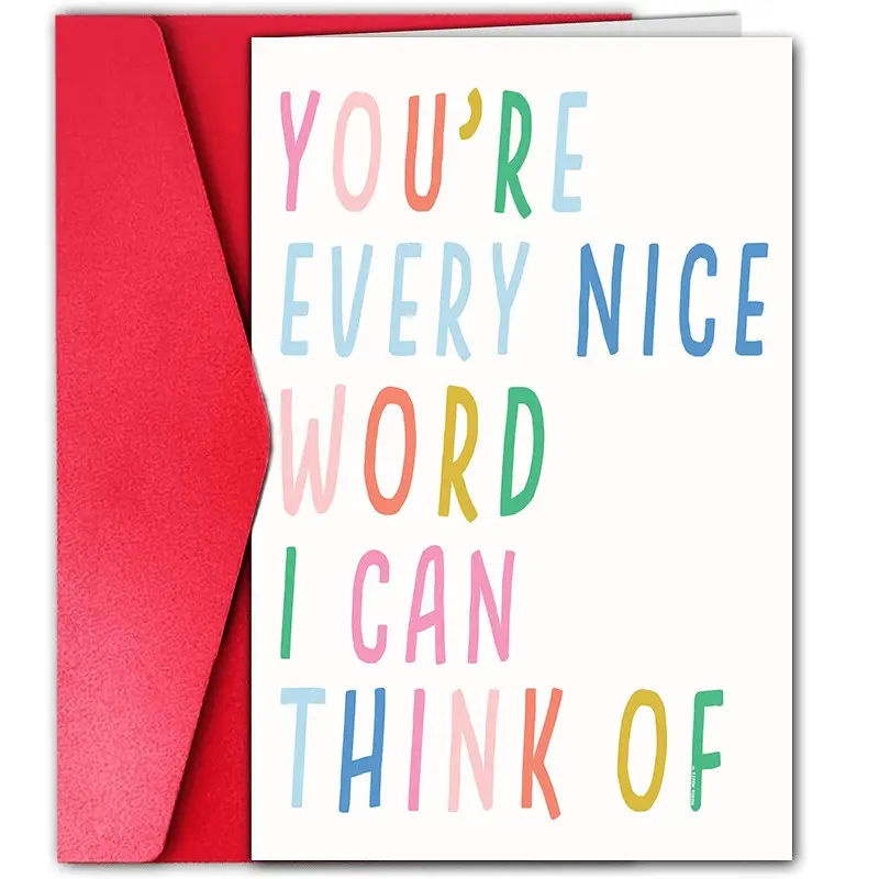 1pc Sweet Appreciation Card With Envelope You're Every Nice Word I Can Think Of Heartfelt Greeting Card Romantic Gift Idea For Best Friend Partner Family Birthday Valentines Day Christmas Anniversary
