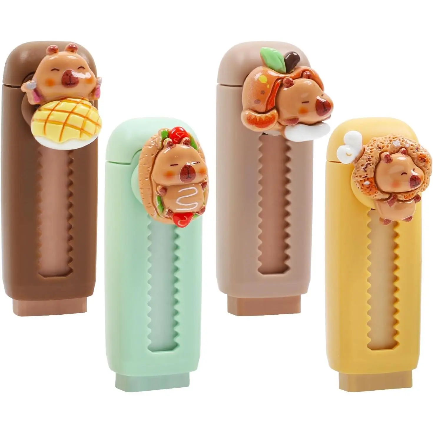 Capy Retractable Erasers, 4 count Cute Capy Rubber, Push-Pull Rubber Eraser,  Capy Design Erasers for Boys Girls Students School Office  Stationery