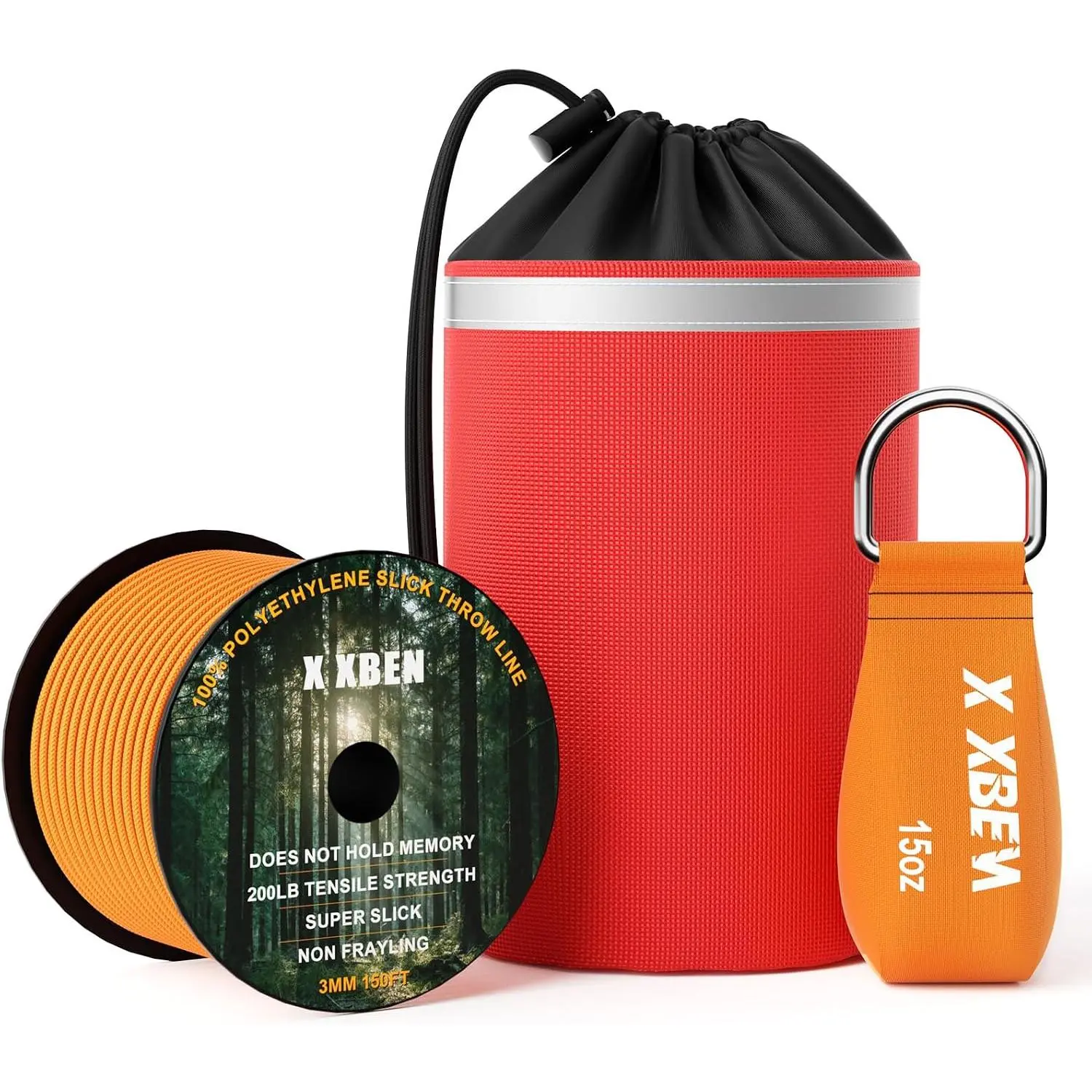 Arborist Throw Line Kit with Slick Rope, Throw Weight, Bag, Suit for Tree Cutting,Camping, Trimming, Swing, Forestry Tree Gear for Low and High Limb Throwing