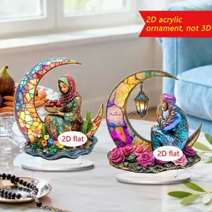 2D plane, an acrylic sculpture ornament, 2D plane printed exotic camel and character sculpture, display prop for shelves, Eid decoration, Ramadan decoration, 2D plane