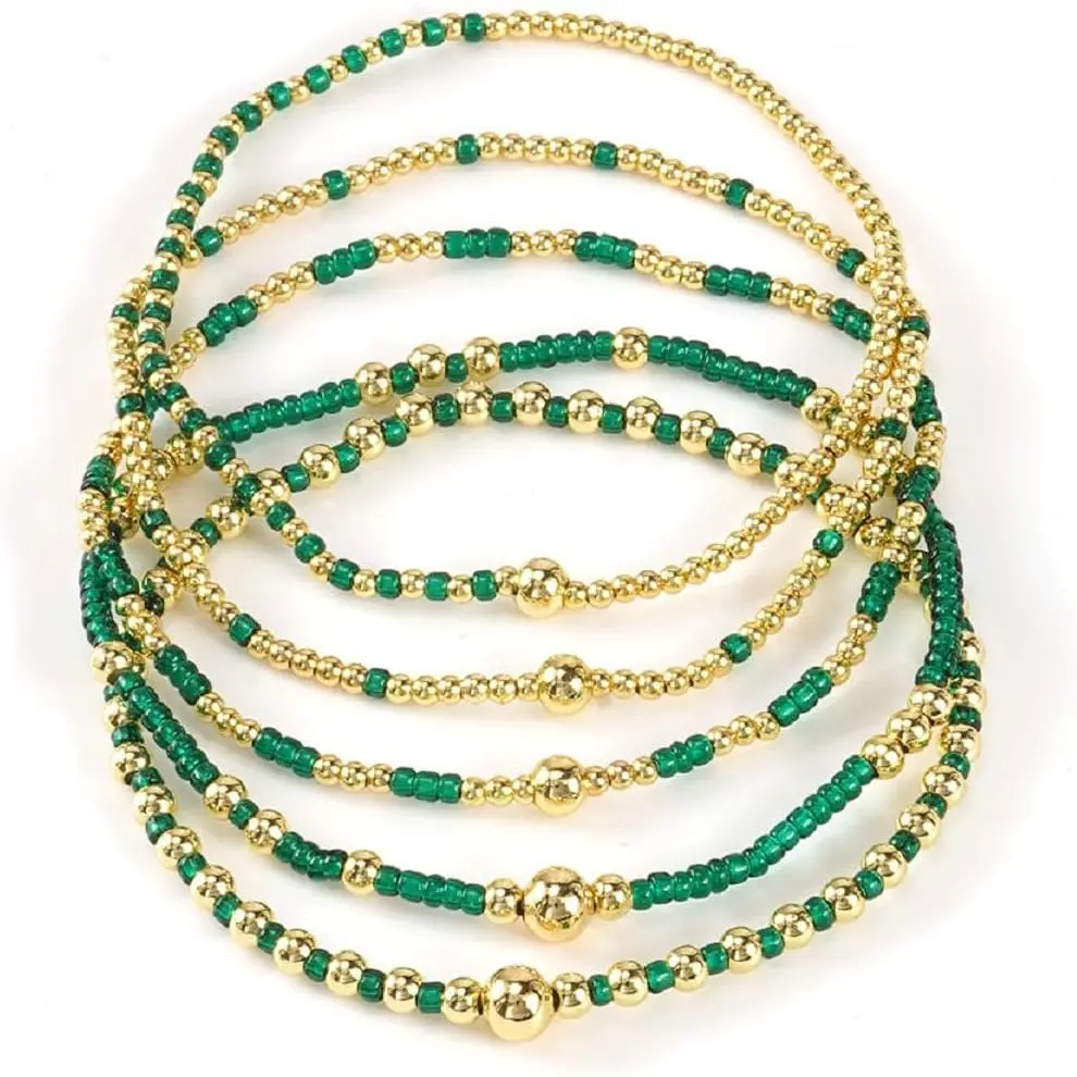 Bohemia Multilayer  Beaded Stackable Bracelets Set Colorful Surfer Heishi  Beaded Stretch Bracelets Friendship Elastic Wristbands for Women Men Summer Beach Boho