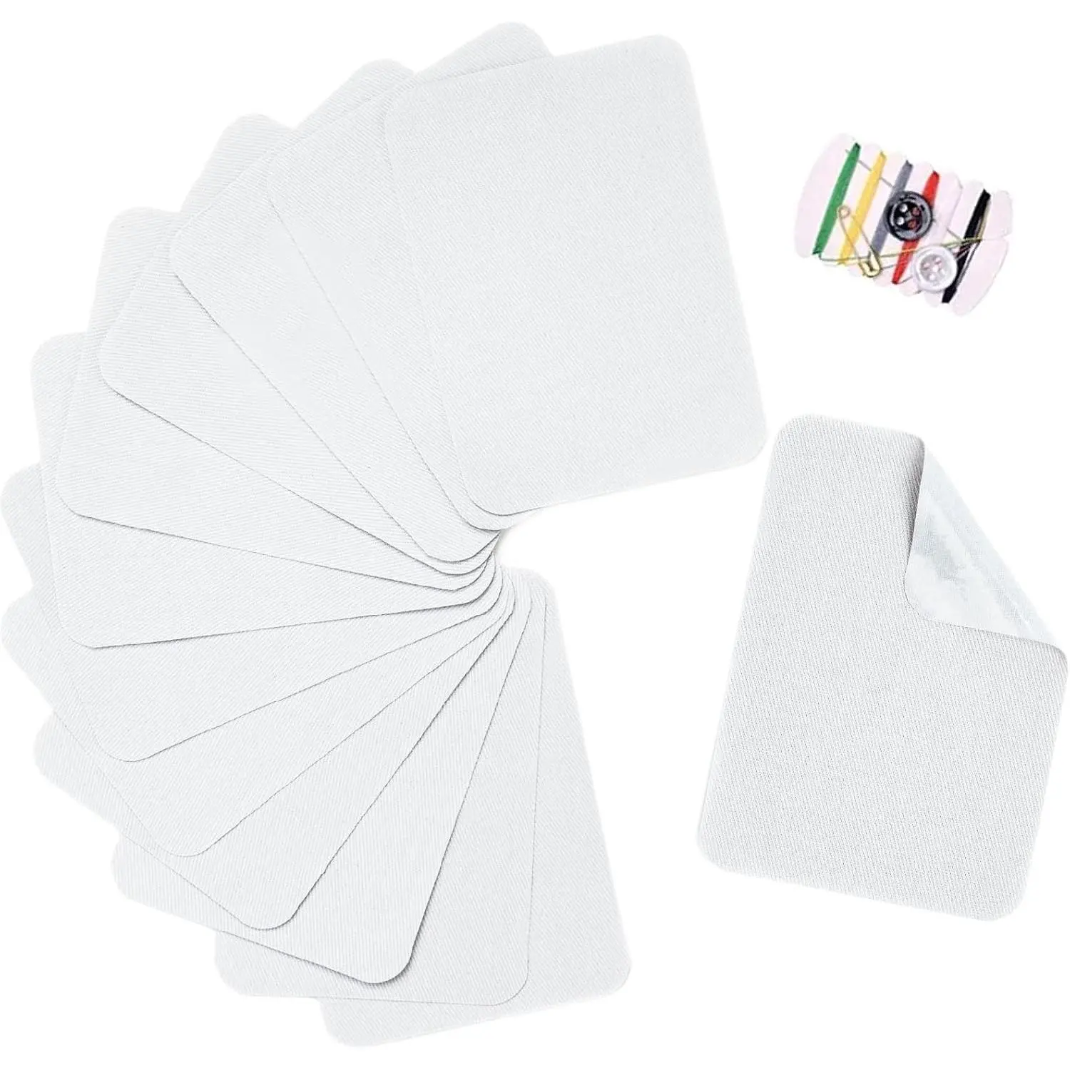 12PCS Iron-on Cotton Repair Patch for Clothes Pants Mending and Decorating, Size 3" by 4-1/4", White