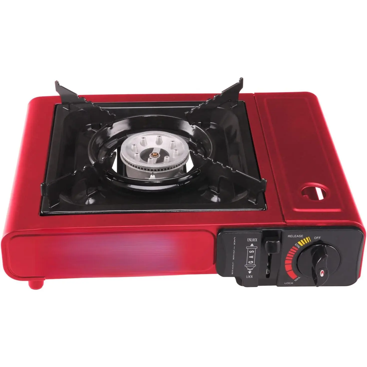Portable Butane Stove 8500 BTU, Butane Stove with Auto Ignition for Camping, Lightweight Portable Gas Stove Burner with Safety Lock, Butane Burner, Estufa de Gas Portatil(Red)