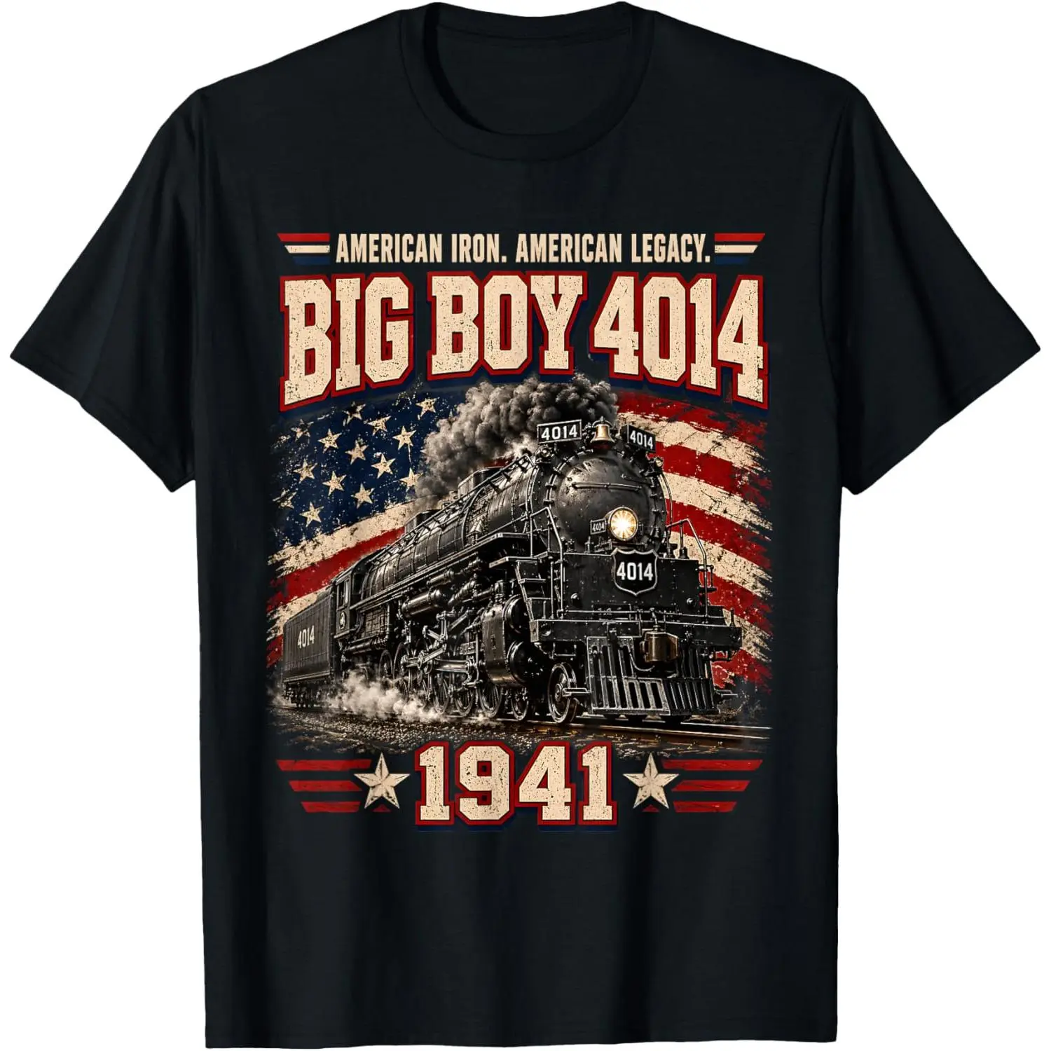 Big Boy 4014 Vintage Steam Locomotive Railroad Train Engine  funny graphic summer athletic style  casual sport vacation fashion graphic tee cotton usa dog lover tee print