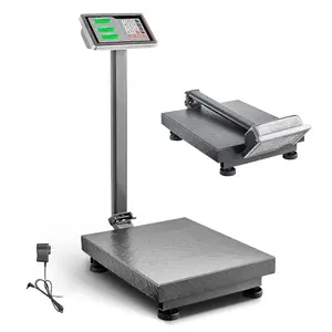 VEVOR Computing Digital Platform Scale, 220 lbs Load, 0.04 lbs Accuracy, Electronic Floor Scale with LB/KG, Tare, Price Calculator, AC/DC Power Supply, Fit for Luggage, Shipping, Packages, Postage
