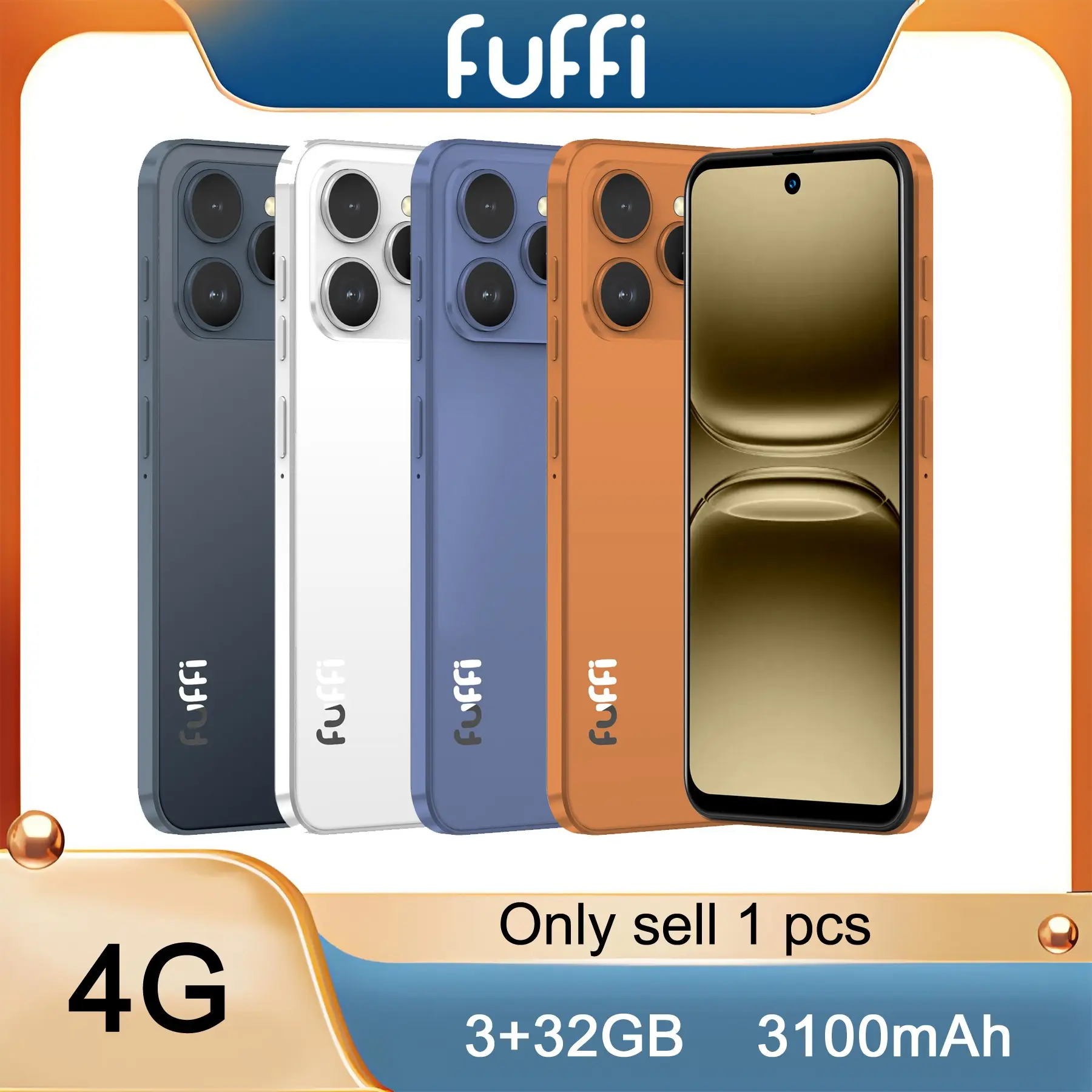 Fuffi Smartphone, 6.56 Inches, 3+32GB, Android 12, 3100mAh Battery, 4G Network, Dual SIM, GPS, USB PD Charging, Quad-Core Processor