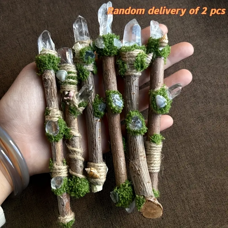2 white crystal wands, crystal magic wands, suitable for witches, magic enthusiasts, Halloween, role-playing, and stage performances - elegant witch wands, home decor, ideal gifts