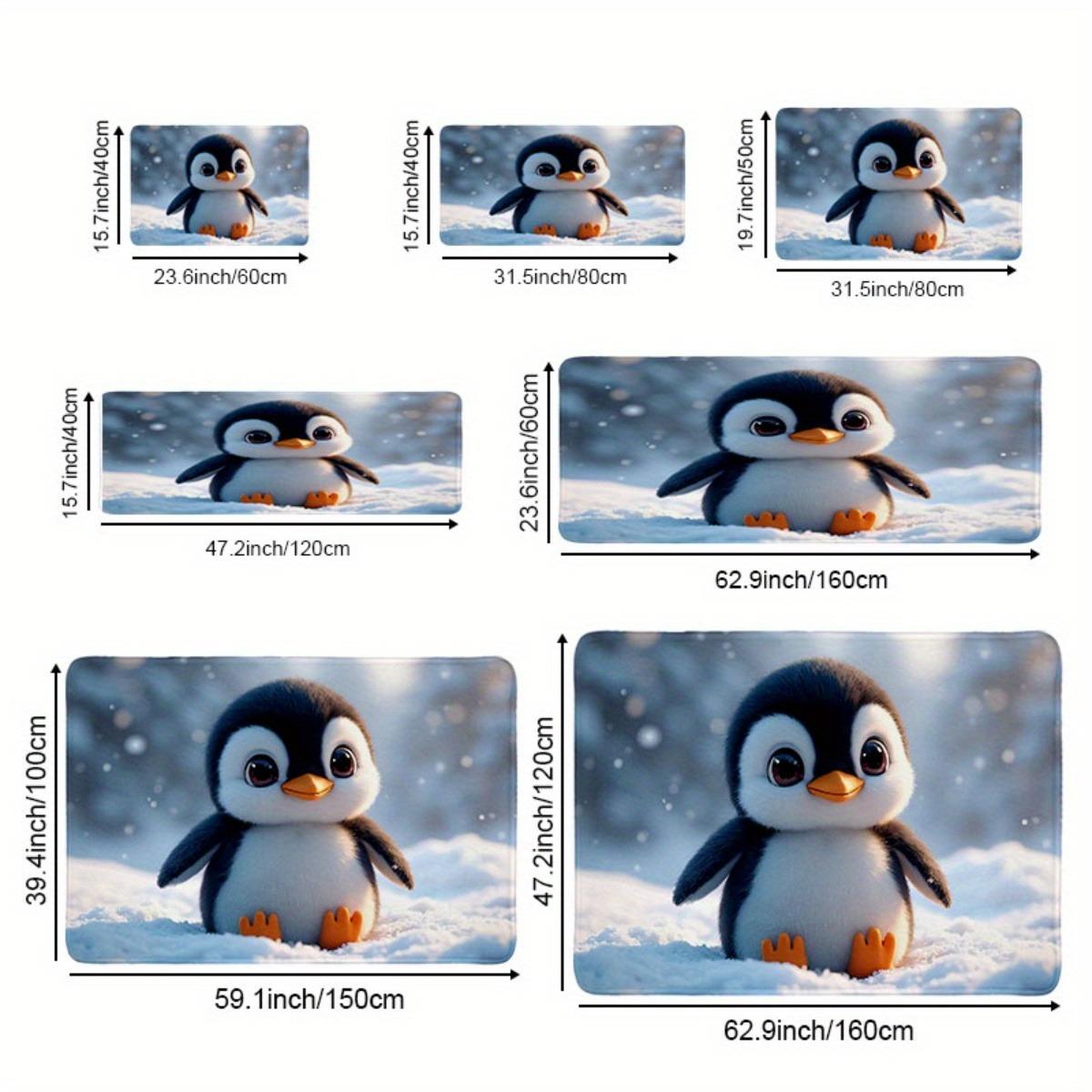 1pc Penguin Bathroom Anti-Slip Mat, Kitchen Mat, Living Room Floor Mat, Flannel Material Anti-Slip, Soft, Comfortable And Easy to Clean, Suitable for Bedroom, Living Room Dining Room, Kitchen Bathroom, Entrance Carpet And Floor Mat, Modern Bath Mat