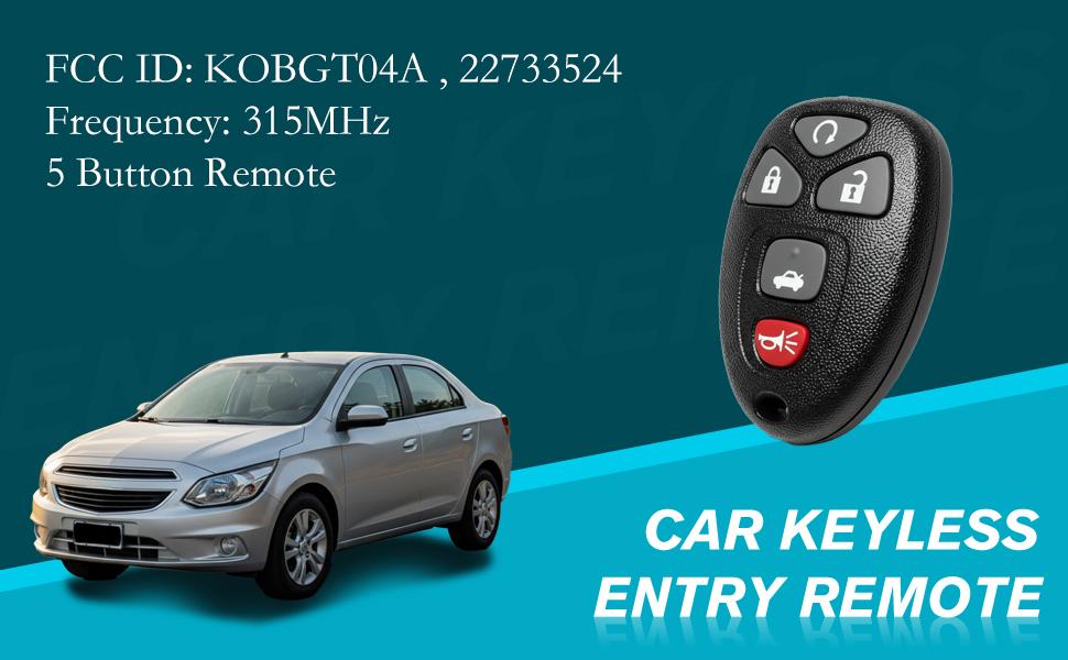 Car Key Fob Keyless Entry Remote 315MHz 22733524 / KOBGT04A for Saturn Sky/Aura 2007-2009 for Buick Lacrosse 2005-2009 for Chevrolet Cobalt/Malibu for Pontiac G5 / G6 / Grand Prix | 5 Buttons