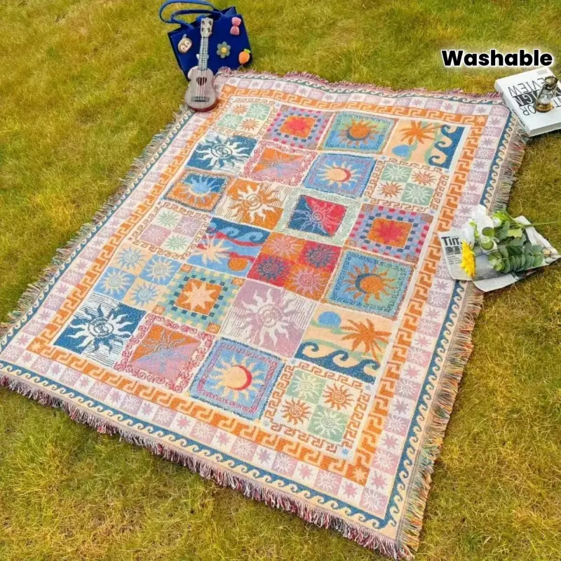 Portable Thick Outdoor Blanket, Picnic Mat, Bed Cover, Sofa Towel, Camping Blanket, Beach Towel, Washable Warm Blanket, Outdoor Decor