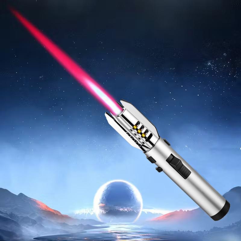 Windproof Refillable butane torch lighter, 360 °   use, with adjustable flame and lock switch, turbo torch spray ignition gun, camping barbecue welding supplies, cigar tools, perfect for cooking, Halloween, Christmas, Father's Day (without butane gas)