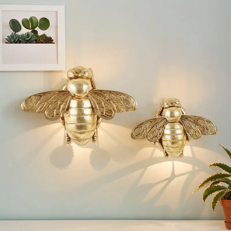 Creative resin material water drop mirror bee home decoration craft wall hanging home party insect museum decoration