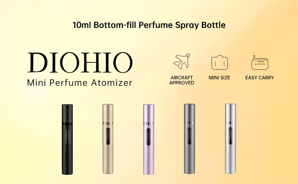 10ml Atomizer Travel Refillable, 3PCS Travel Refillable Bottle,Bottom-Filling Fragrances Perfumes Bottle,Mini Cologne Dispenser,Portable Sprayer（Black-Grey-Silver）