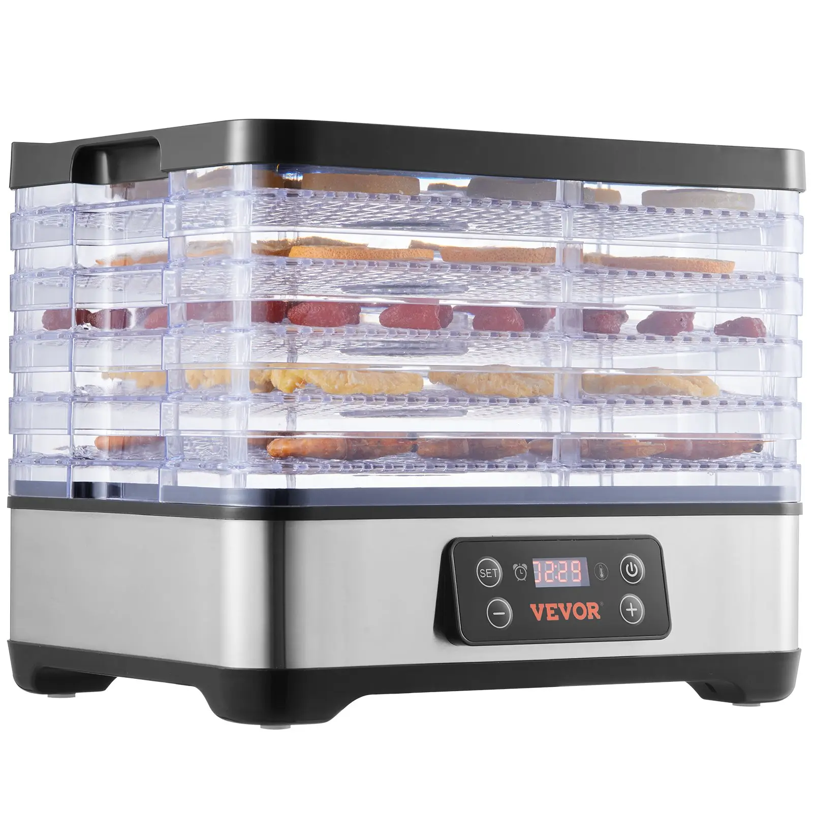 VEVOR 300W Power Food Dehydrator Machine, 5-Tray Electric Dryer with Digital Timer for Food Drying, Jerky, Dog Treats, ETL Listed