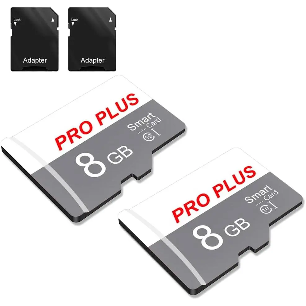 2 Pack Memory Card 8GB with Adapter, High Speed TF Card, UHS-I C10 A1 Memory TF Card for Tablet/Mobile Phone/Camera/ Audio/ Console (TF183 White Gray 8GB)