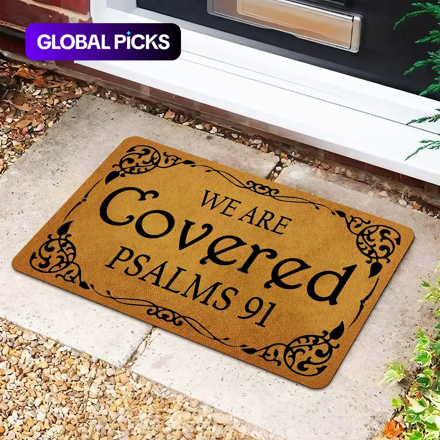 Letter Pattern Door Mat, We Are Covered Psalms 91 Print Non-slip Floor Mat, Decorative Mat for Home, Home Decoration Mat, Religious Doormat, Front Door Mat, Entrance Doormat, Indoor Door Mat, Machine Washable Rug
