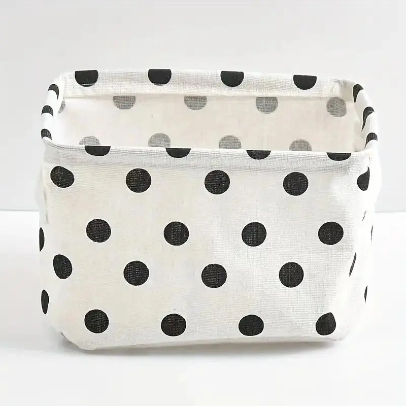 1pc Small Foldable Canvas Storage Basket With Handle Cotton And Linen Desktop Storage Box Small Fresh Waterproof Storage Basket