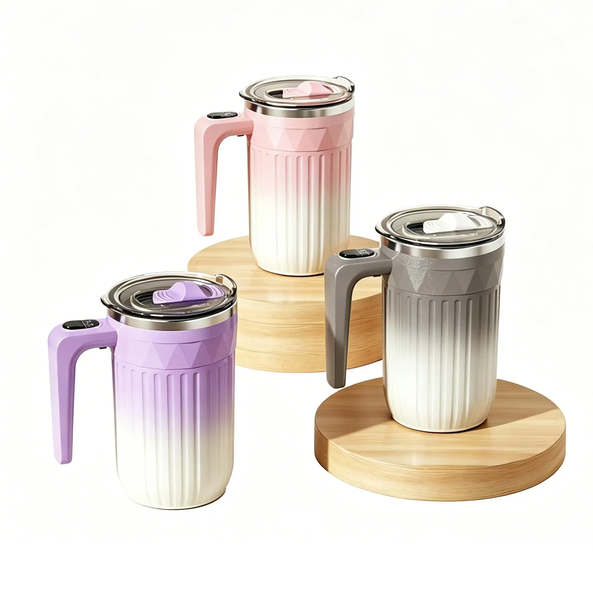 Automatic Self-Stirring Smart Temperature Display Mug - Magnetic Electric Gradient Color Rechargeable Portable Coffee Cup for Household, Outdoor Use