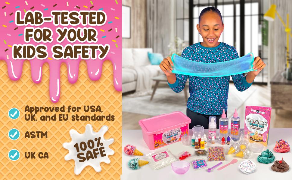 SUNDAY MIRTH Original Stationery DIY Ice Cream Slime Kit for Girls, Amazing Ice Cream Slime Making Kit to Make Butter Cloud & Foam Slimes, Fun Easter Present, 10 Year Old Girl Birthday Gifts & Toys for Girls 8-10