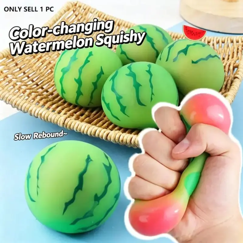 Summer Color-Changing Watermelon Decompression Squeeze Toy, Stress Relief Toy, Stress Relieving Tool, Slow Rebound Squishy, Squishy Fidgets, Unisex, Perfect for Holiday Gifts