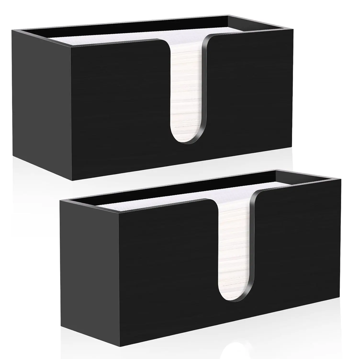 2Pack Black Countertop Paper Towel Dispenser Wood Paper Towel Holder for Bathroom Kitchen Clear Napkin Holder Fits Z-fold C-fold MultiFold Trifold Paper Towels