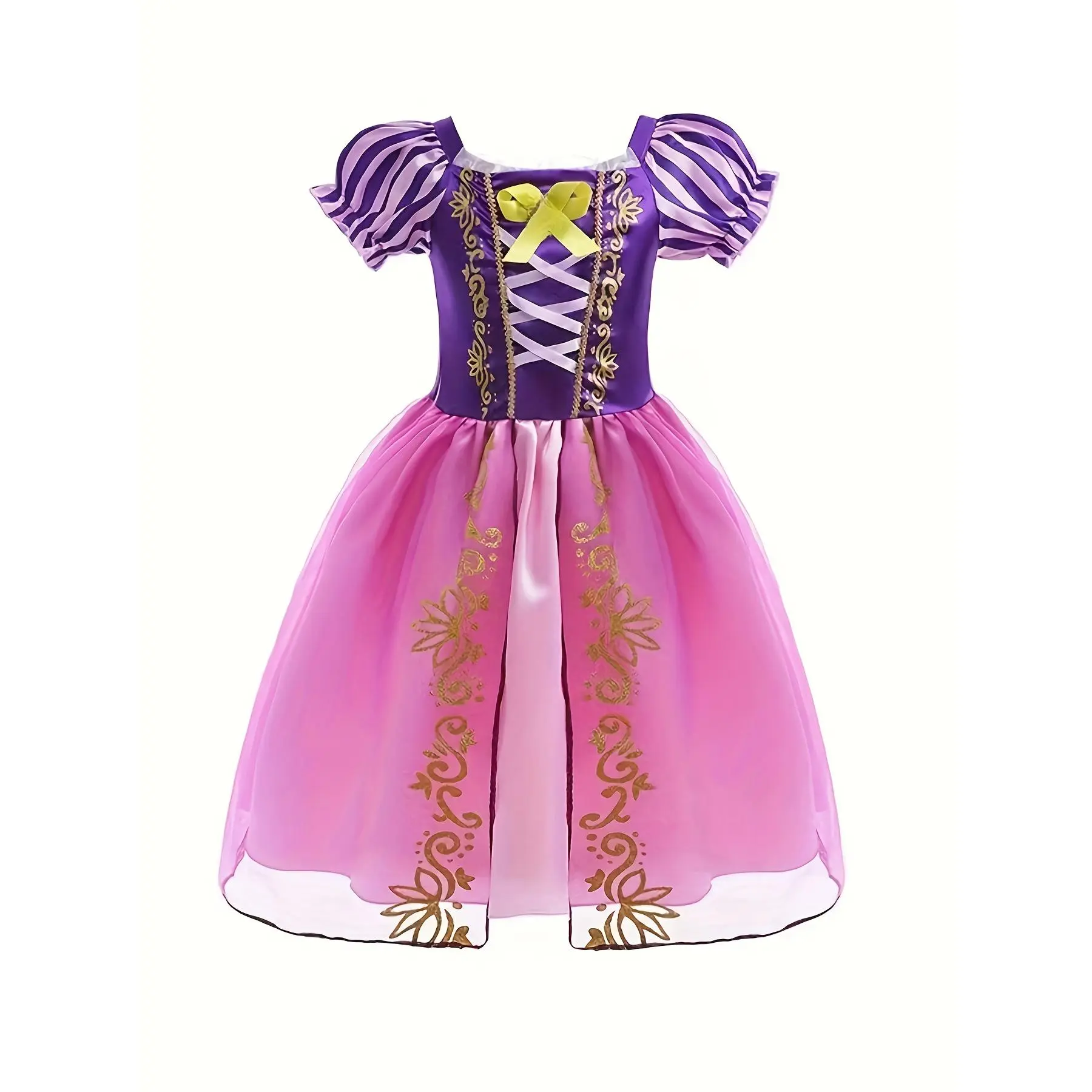 Girls' Embroidered Rapunzel Princess Costume, Knee-Length Polyester Fairytale Dress for Halloween Stage Performance, Cosplay, Costume Ideas, Embroidery, Fairytale Costumes & Accessories