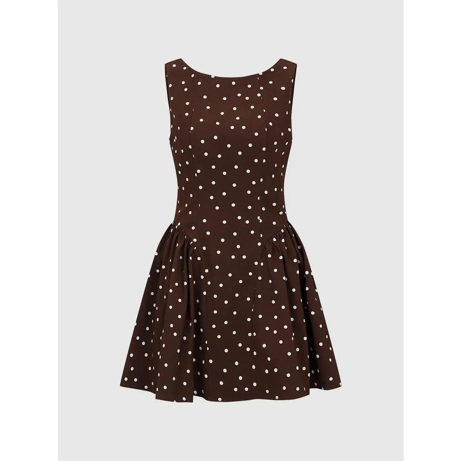 URBAN REVIVO Women's Elegant Polka Dot Midi Dress, Sleeveless A-Line Style with Fitted Bodice and Gathered Skirt for Going Out