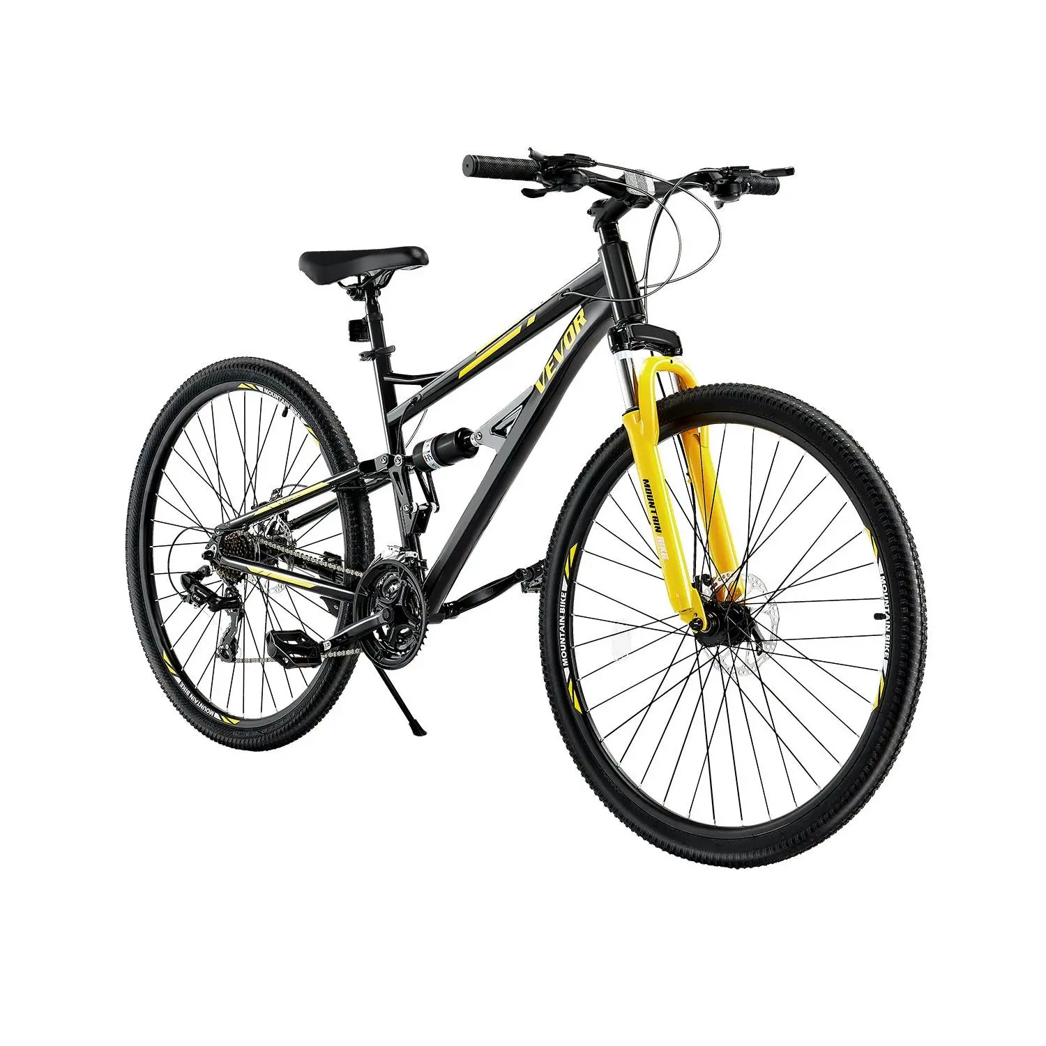 【Summerfinds】VEVOR Mountain Bike, 29 inch MTB Bicycle with Full Dual Suspension, 24 Speeds Twist Shifting, Comfort Saddle, Dual Disc Brakes, Aluminum Alloy Frame, Adult Sport Cycling Bicycle for Men Women Trail Snow