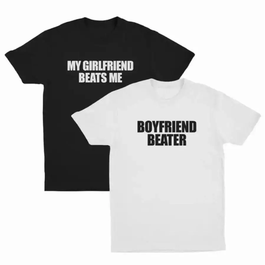 Unisex Cotton Casual Round Neck Short Sleeve Matching Couple T-Shirts, Funny Romantic Relationship Humor Apparel, Boyfriend-Girlfriend Anniversary Gift, Black, USA Shipped, Clothes Menswear Soft