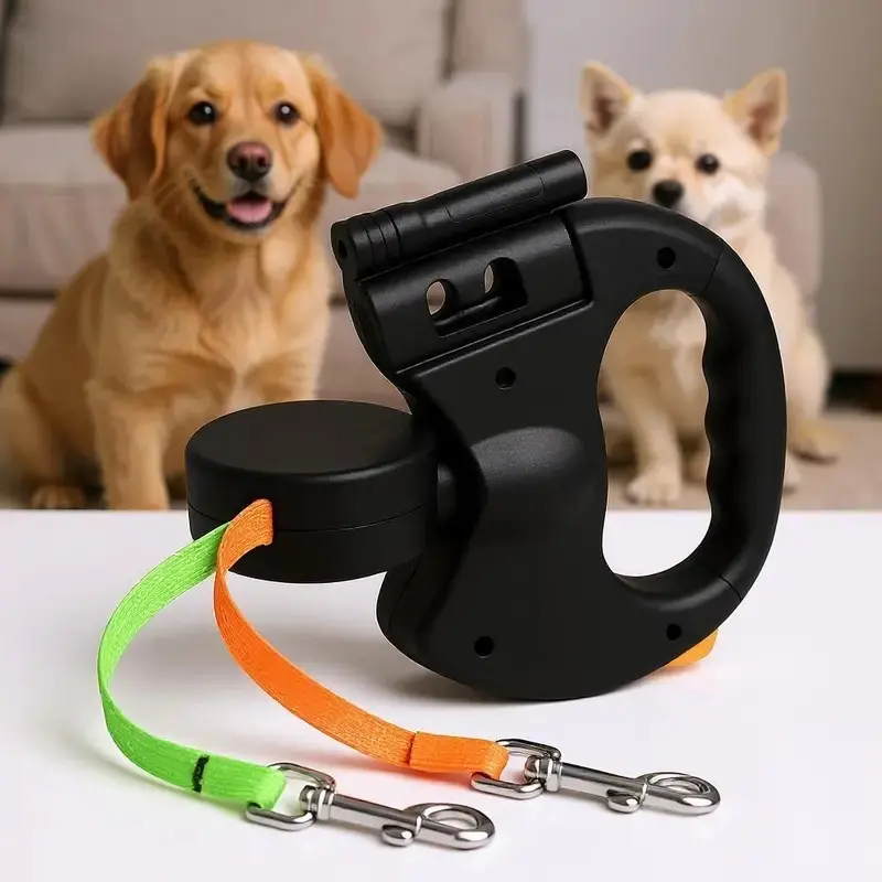 360° Rotating Dual Dog Leash, Adjustable 118ft Retractable Lead, Lightweight Durable Handle, Ideal for Small Dogs, Essential Pet Gear