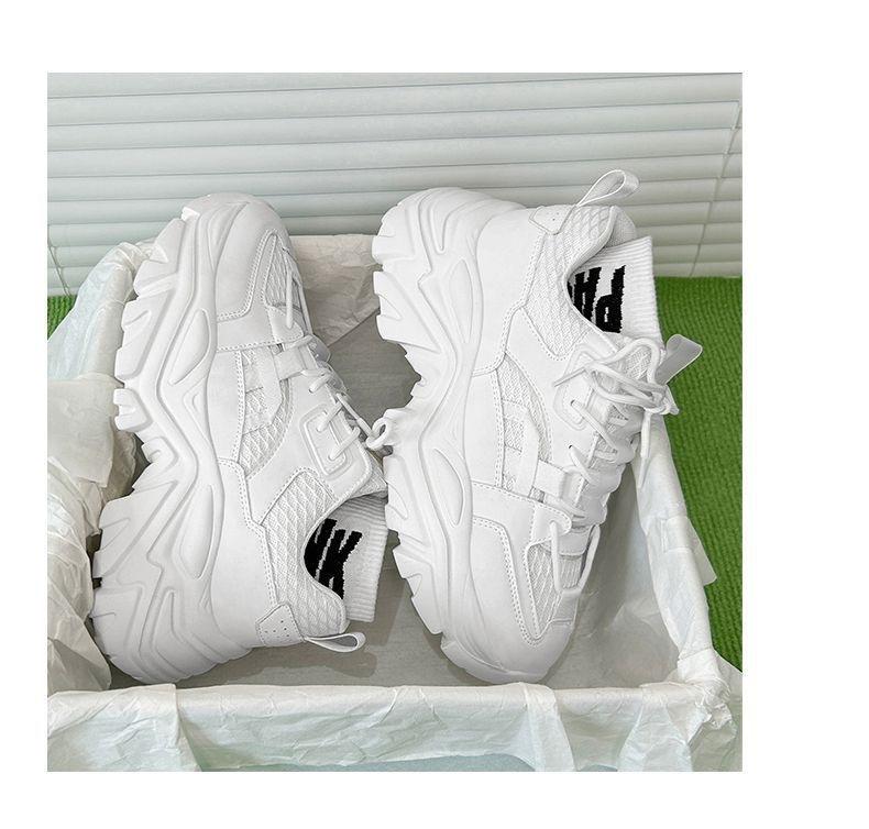 UYCEKK Men'S Lace-up Breathable Height-Increasing Casual Thick-Soled Dad Shoes|   and Fabric Upper, Rubber Sole, EVA Insole, Solid Color, Low Top, Suitable for All Seasons