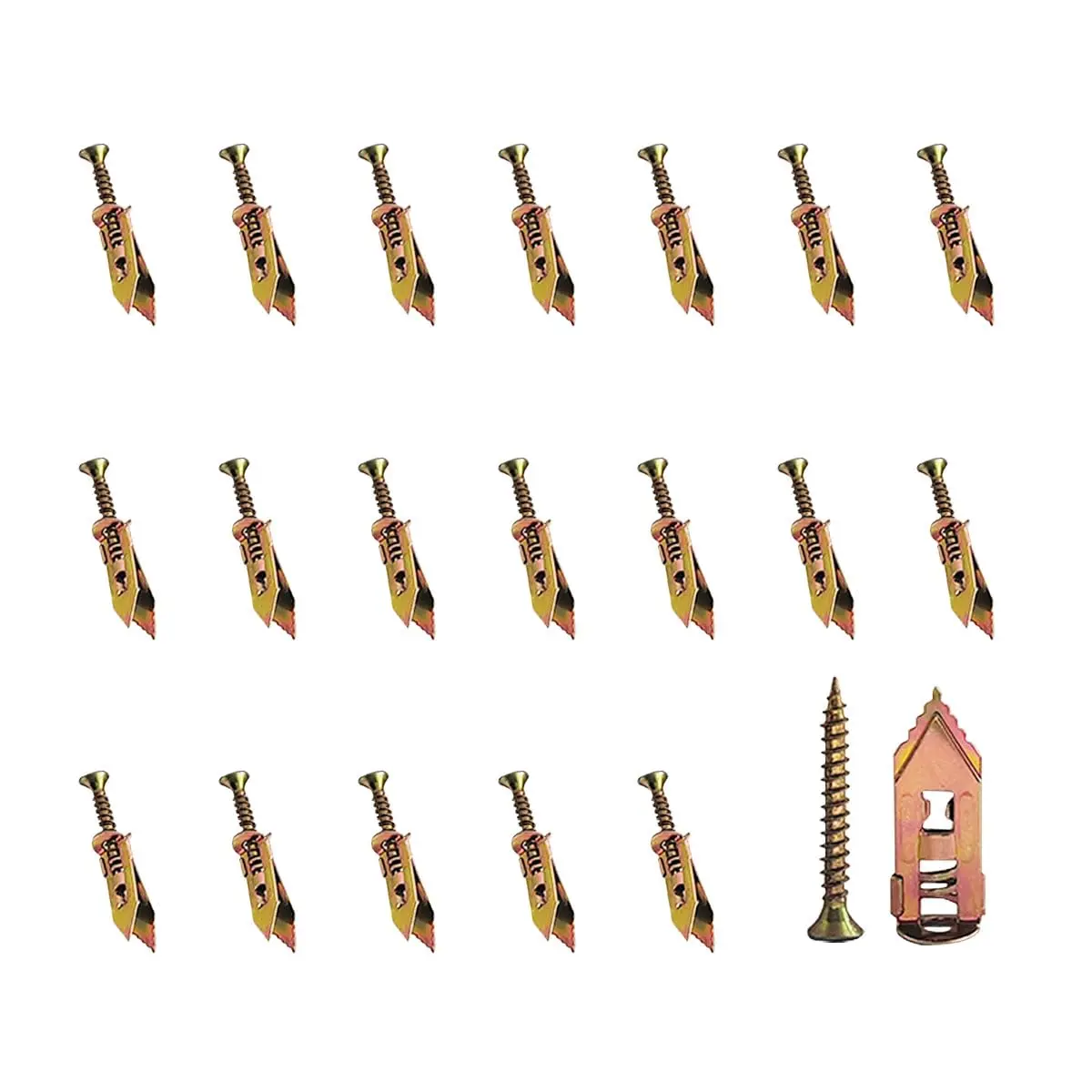 100 count Drilling Drywall Anchors with Screws, Self Metal Expansion Anchors | Heavy Duty Expansion  for Concrete, Brick, Plasterboard, 50 Anchors and 50 Screws Set
