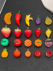 20pcs Mix 3D Resin Fruit Pendants Apple Orange Banana Grape Strawberry Dangle Charms for Jewelry Making DIY Necklace Bracelet Earrings Crafts Supplies