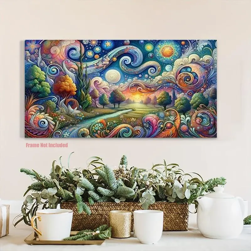 5D Diamond Painting Kit, DIY Handmade Gift Set, Diy Kits, Large Size Abstract Fantasy Colorful Landscape Full Drill Mosaic Embroidery Wall Decor, Embroidery Craft, Wall Art Painting, Handicraft