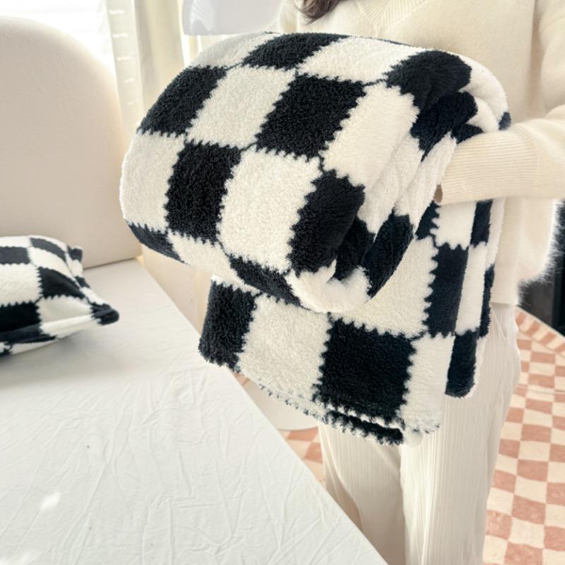 Checkerboard Pattern Blanket, 1 Count Soft Comfortable Warm Throw, Air-conditioned Room Blanket, Warm Nap Blanket for Home & Office, Soft Comfy Blanket, Plaid Pattern Blanket