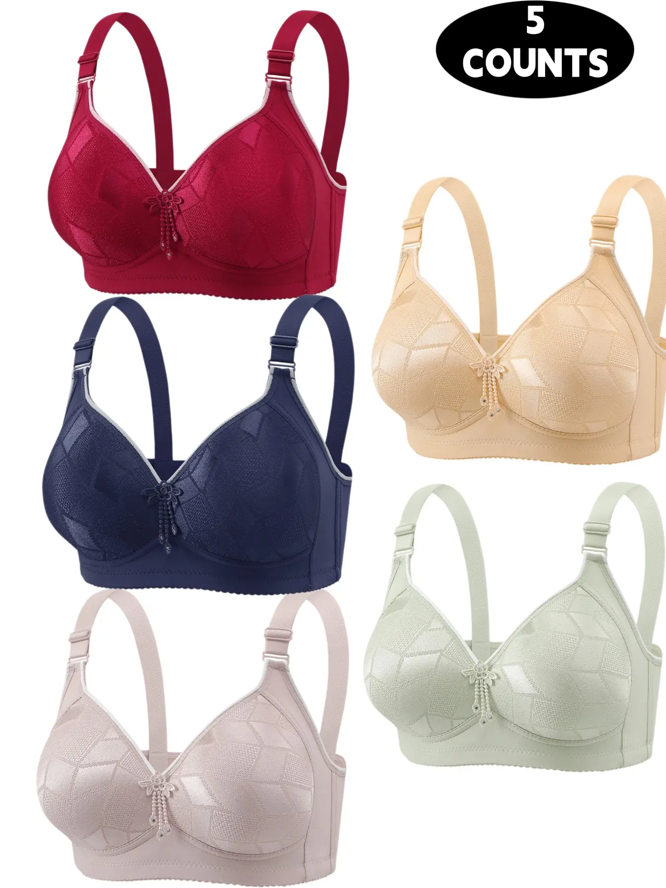 Women's Solid Wireless Adjustable Strap Push Up Bra, Soft Comfortable Breathable Bra, Women's Lingerie for All Seasons