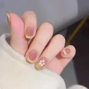 2026 New Pure Desire Icy Clear French Lemon Yellow Flower Press On Nails Short Oval Glossy Handmade Reusable Fake Nails Set of 10 with Jelly Tabs Pusher File | 3D Floral French Tip Design Skin-Whitening Elegant Daily Office Date Party Hot Sale 🍋✨