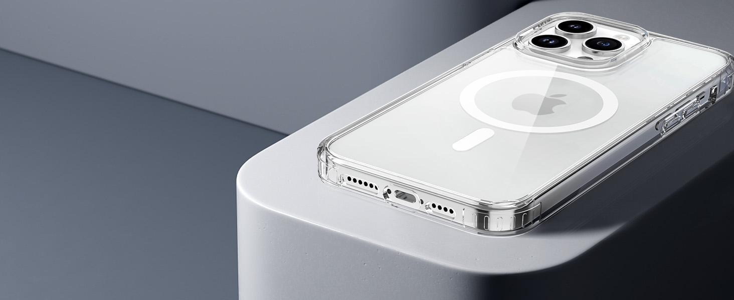 Magnetic Case for iPhone 12 & iPhone 12 Pro 6.1 inch-Compatible with MagSafe & Magnetic Car Phone Mount,Not Yellowing Anti-Scratch (Clear)