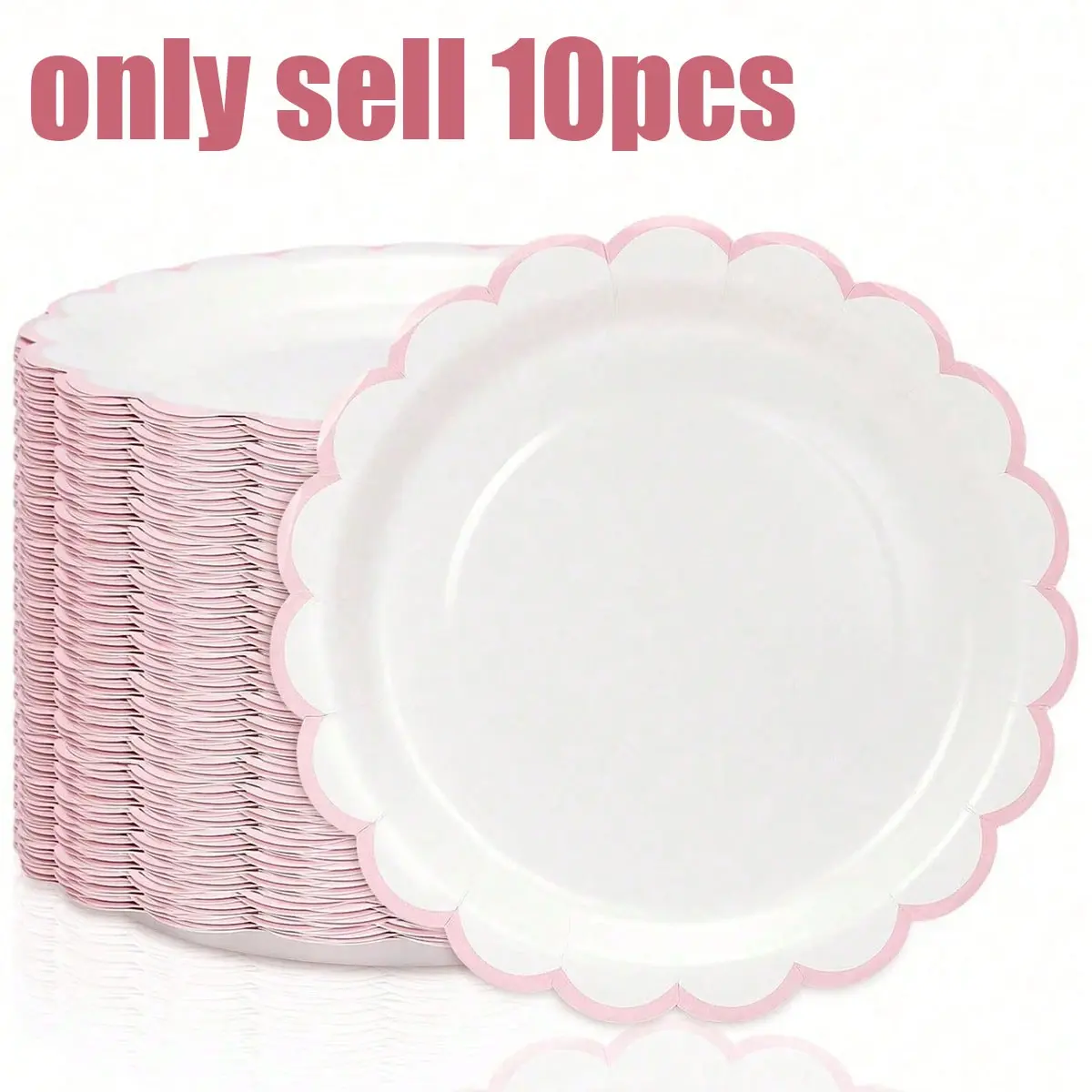 10 Background Paper Plates, 9 Inch, Cute Wavy Edge, Disposable Dessert Party Plates, Christmas, Wedding, Birthday, Cake Plates Disposable