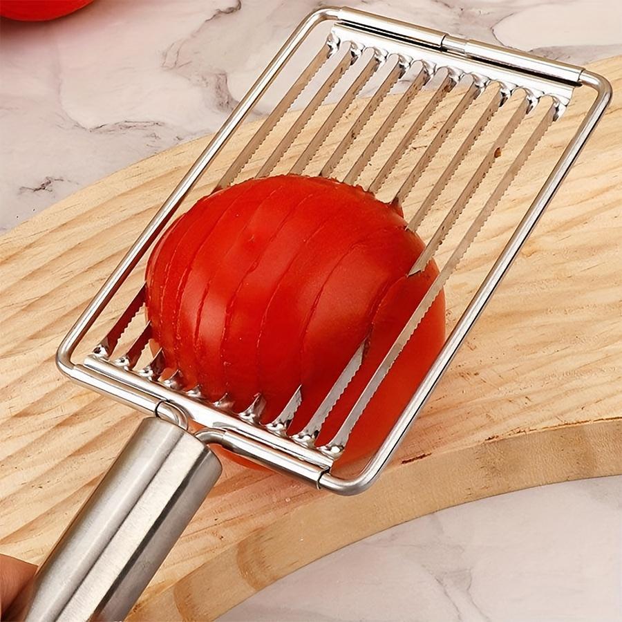 1 Handle Stainless Steel Fruit Slicer Tomato Cutter Flower Egg Slicer Kitchen Cutting Tool