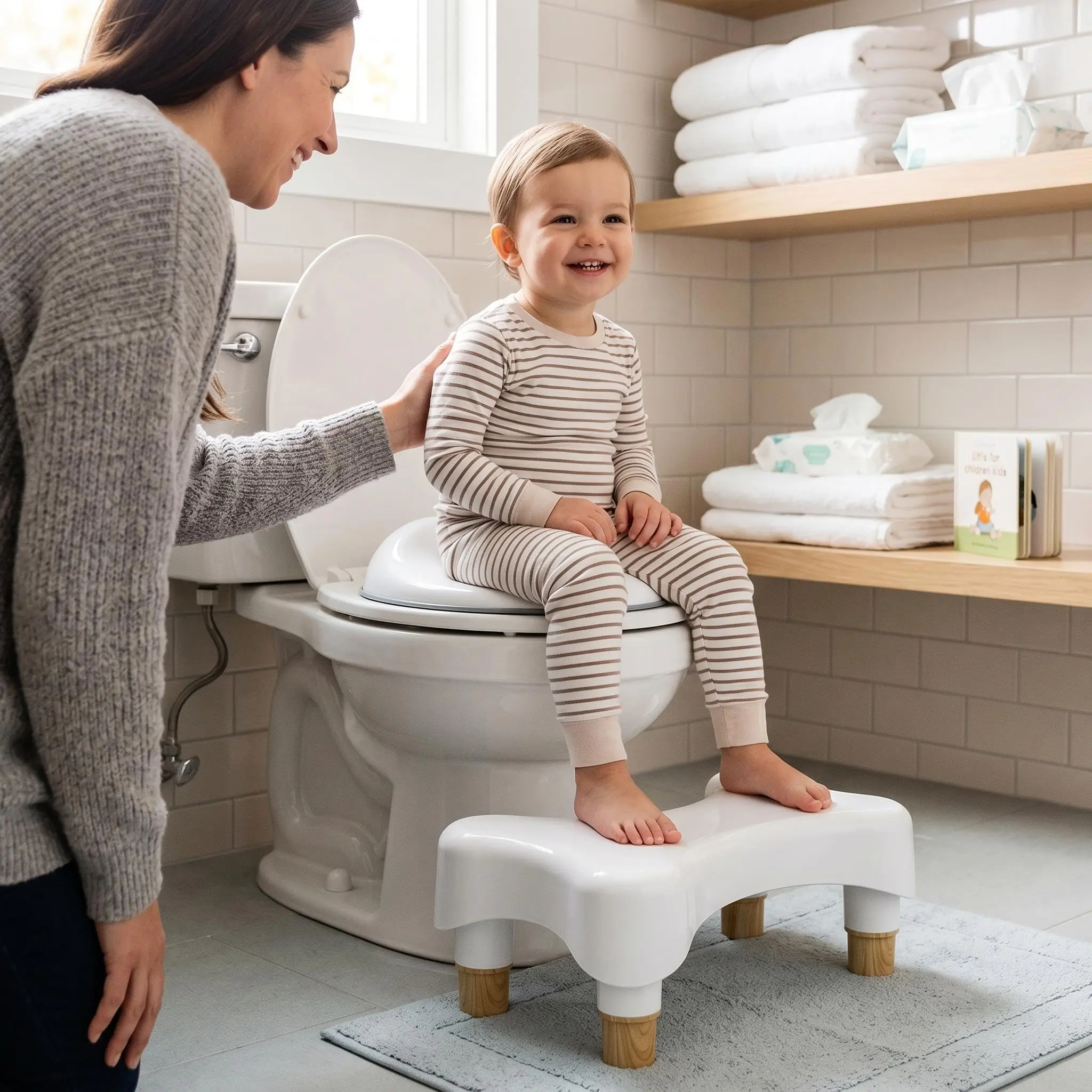 Bathroom Toilet Stool, Ergonomic Squat Step Stool for Adults, Doctor Recommended Toilet Foot Stool for Better Bathroom Posture, Portable Poop Stool Adult for Bathroom,Toilet Foot Potty Stools for Pooping,Lightweight & Easy to Clean﻿