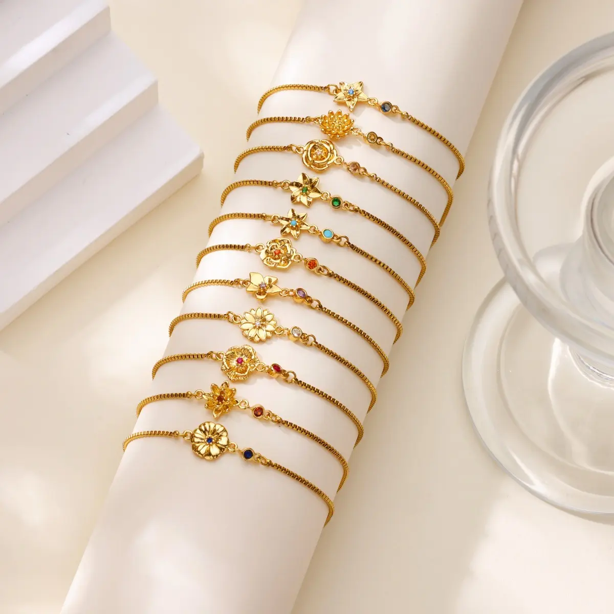 Titanium steel non-fading December birthstone pendant bracelet, light luxury high-end jewelry