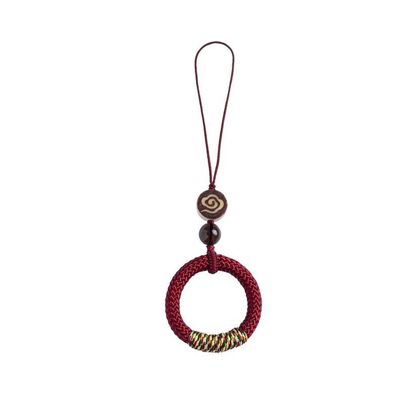 1pc Hand Woven Chinese Style Phone Wrist Charm Strap Cell Phone Finger Keychain Hand-woven Ring Buckle Pendant Cloud Pattern