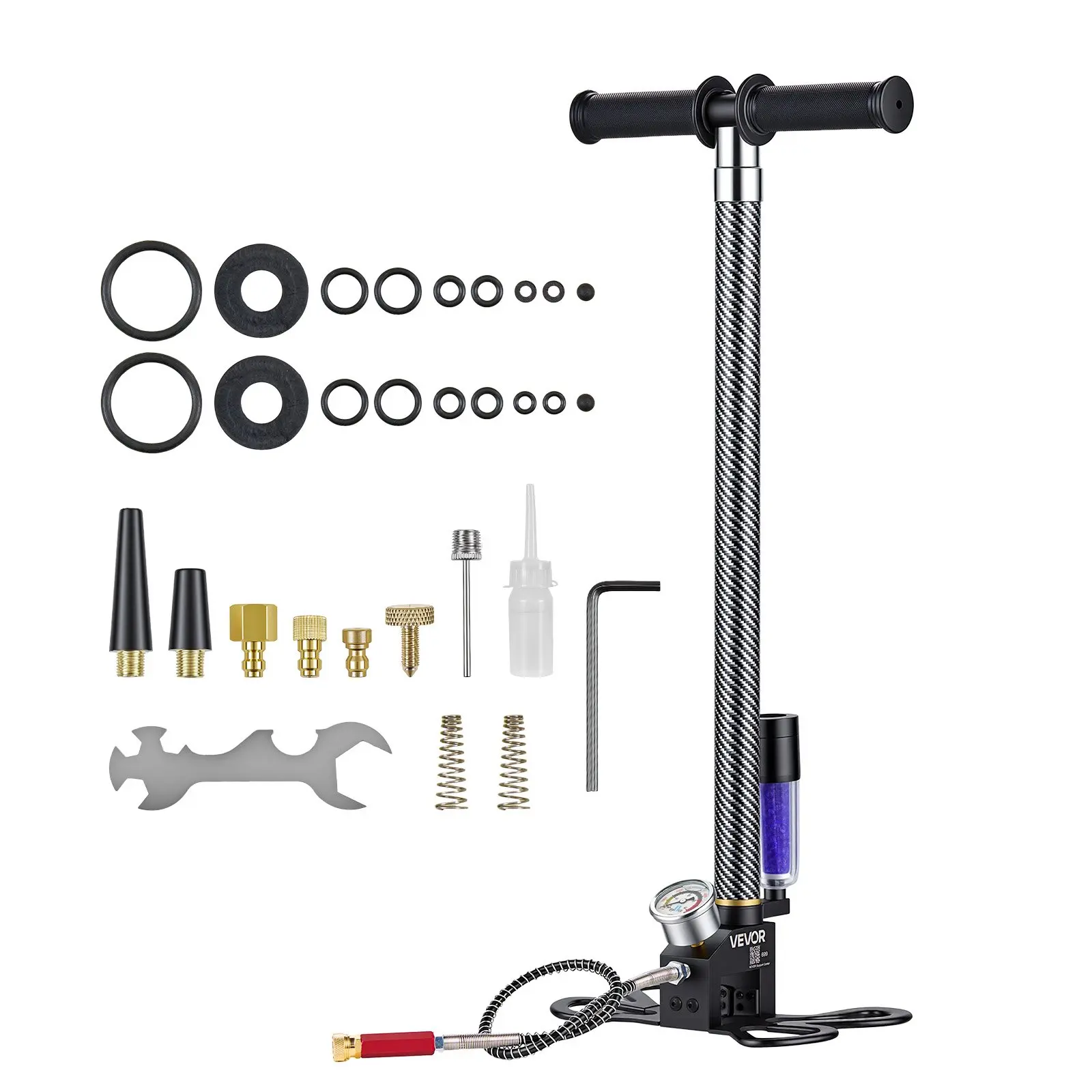 VEVOR PCP Hand Pump, 3.5 Stage, High Pressure Air Rifle Filling Stirrup Pump, 31.03 MPa 4500 PSI, with Oil-Moisture Filter, Pressure Gauge, Stainless Steel Body, for Airguns Paintball Tire Filling