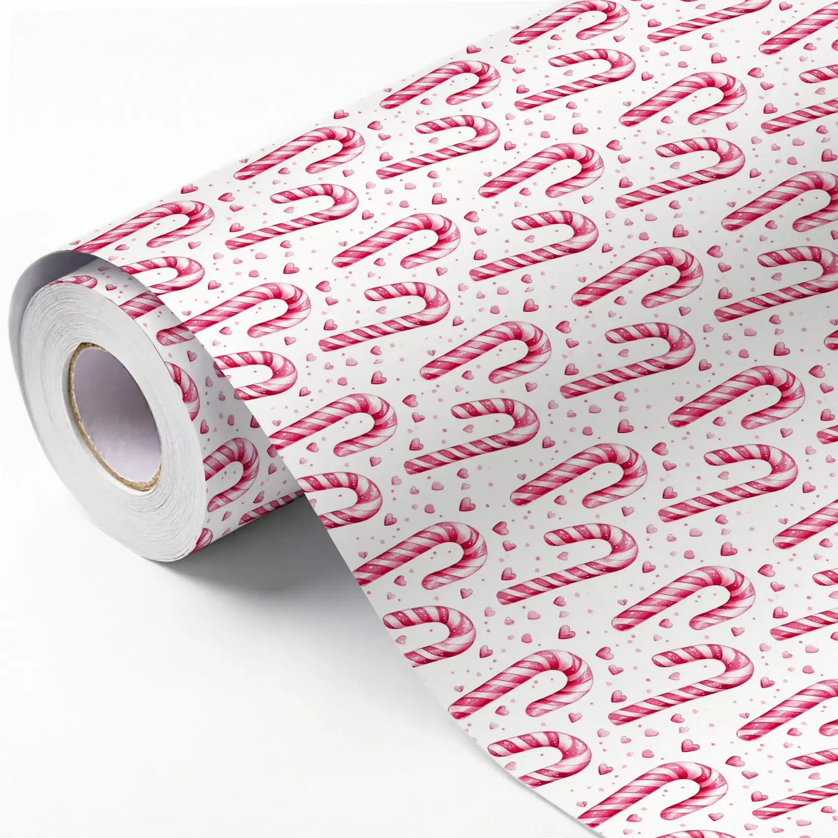 5m Candy Christmas Gift Wrap Paper Roll, Lollipop Heart Pattern, DIY Craft Decor, Perfect for Holidays, Birthdays, Parties
