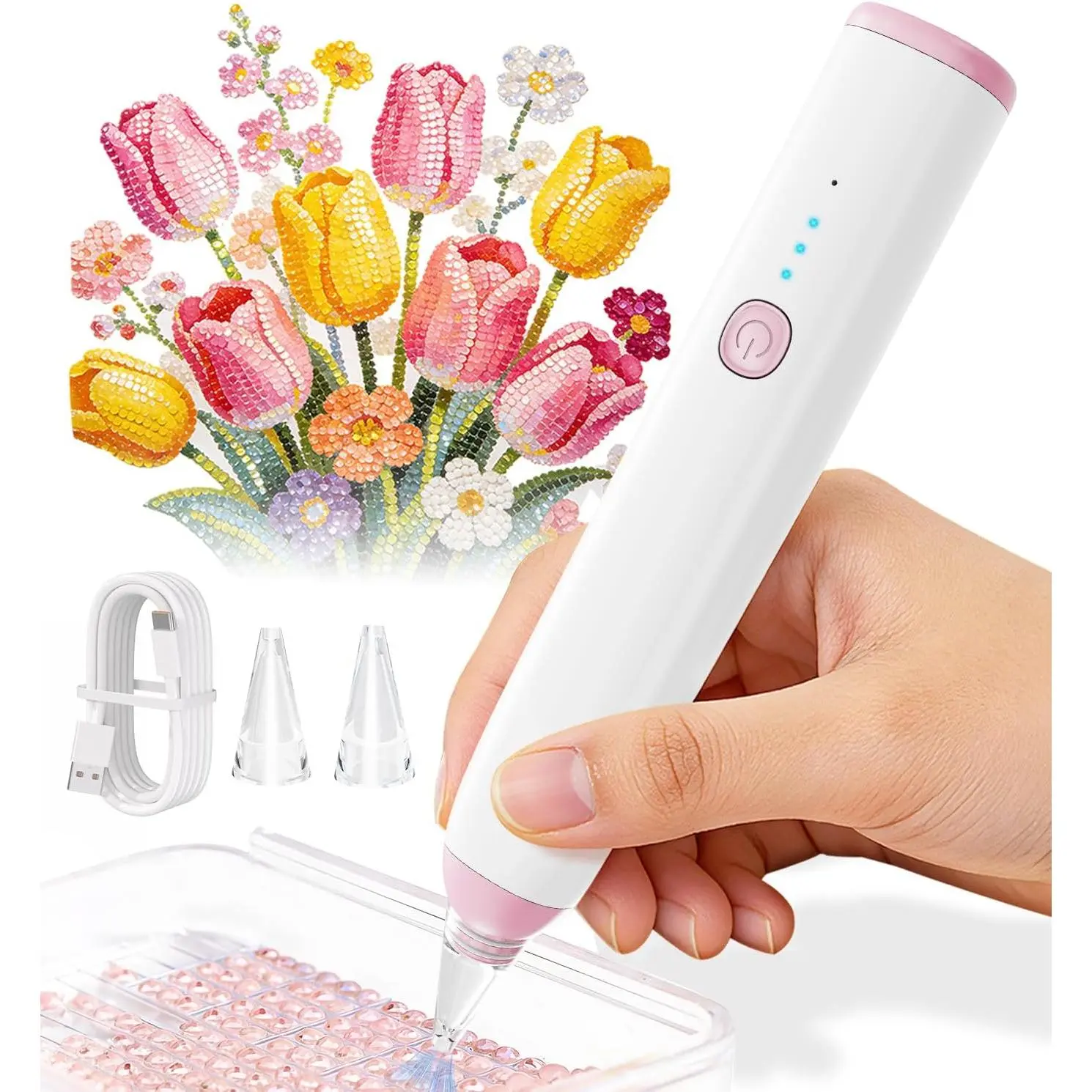 Cordless Electric  Painting Pen,  Art Vacuum Pen Portable/Quiet/Rechargeable , Electric Pen for  Painting Ideal  for Mum/Women/ Art Lovers