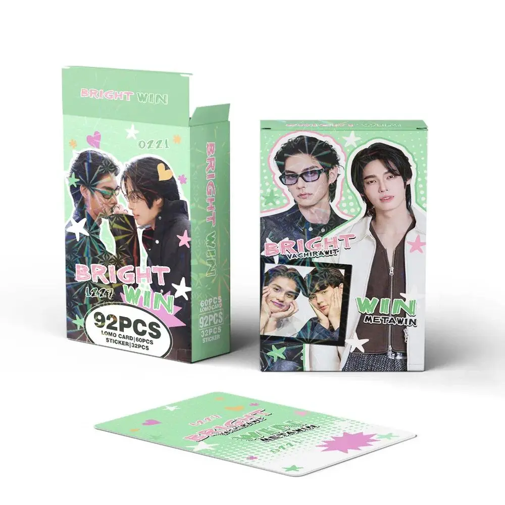 BRIGHTWIN 92Pcs Thai Drama Stars Photocards Collection Set - Bright & Win Laser LOMO Cards Ideal Gift for Fans